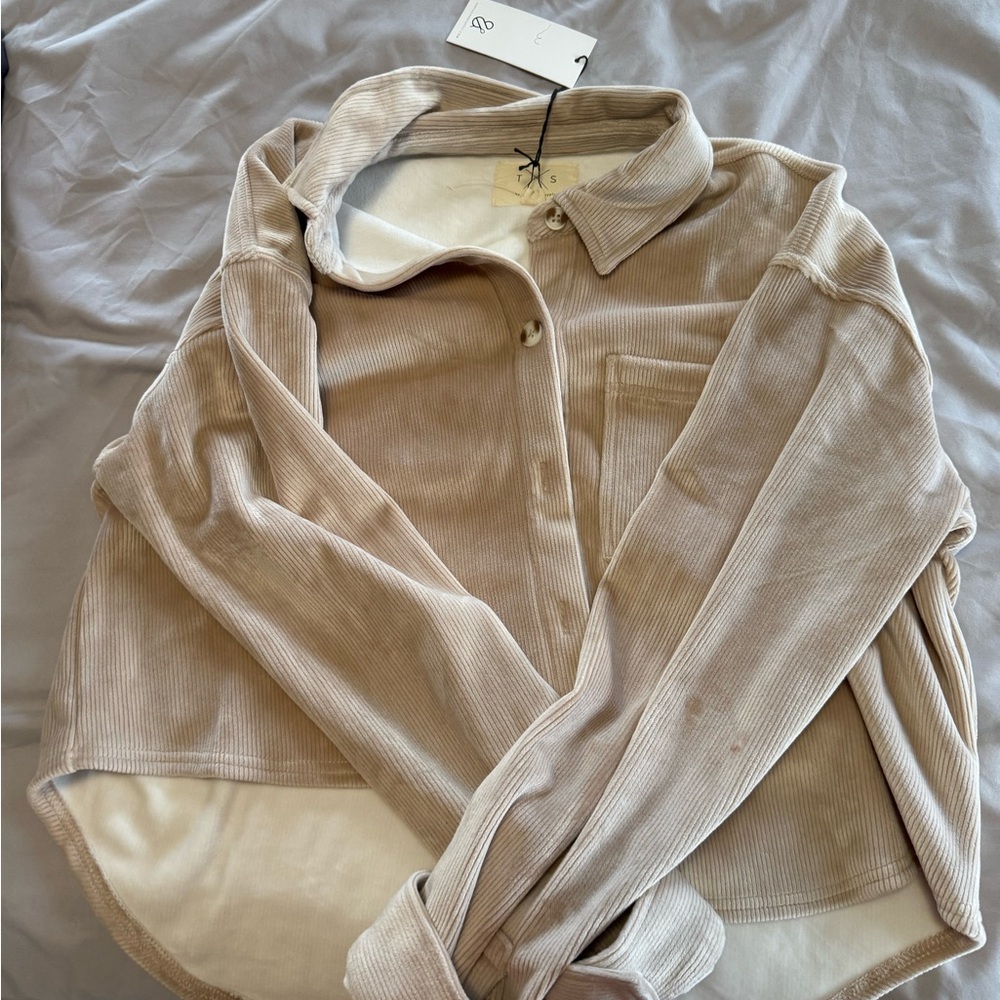 Beige Corduroy Women's Top